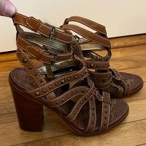Size 8 M Sam Edelman Brown Strappy Heeled Sandals
